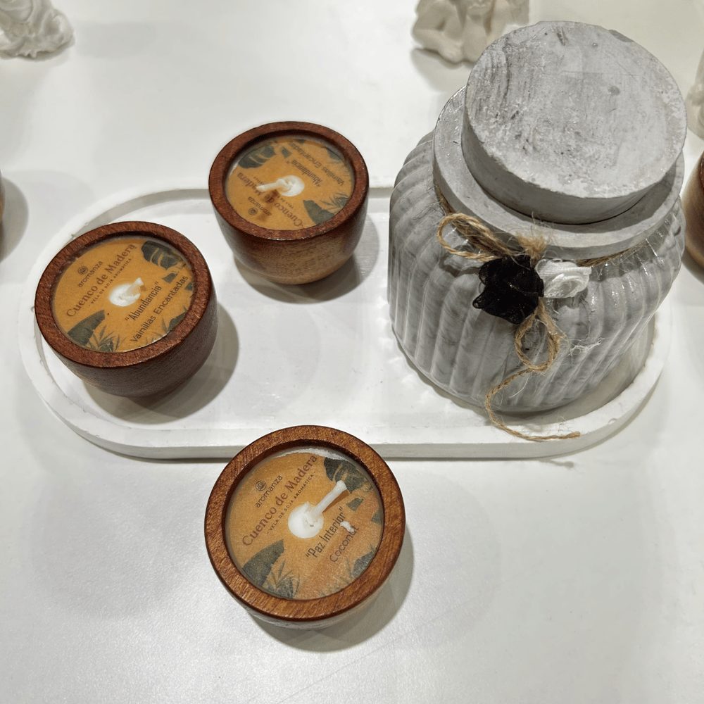 Vela Soja Aromatica Cuenco Madera Unidad